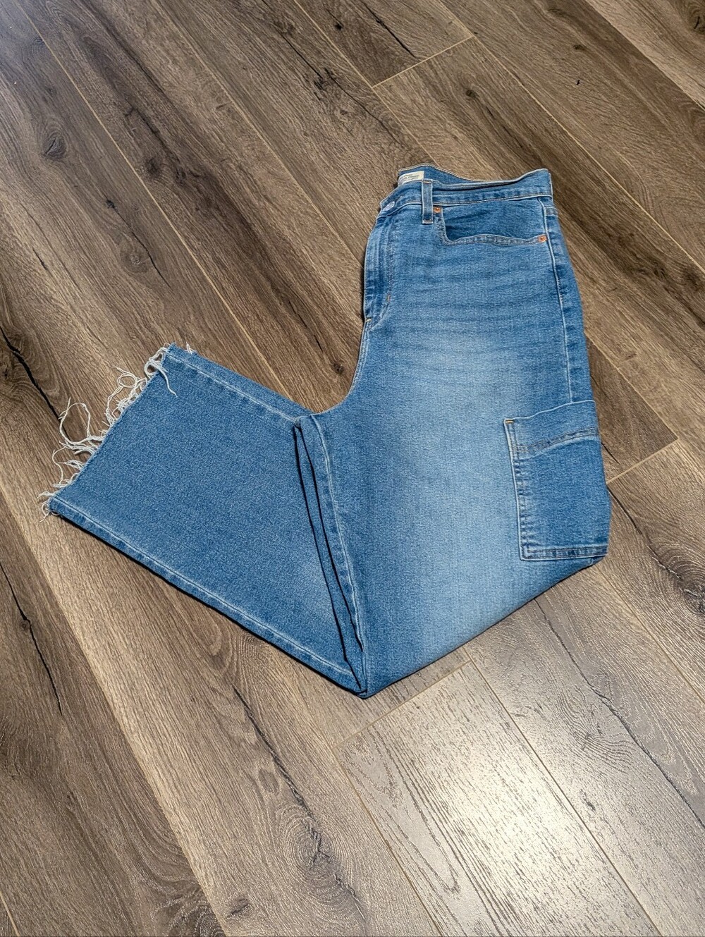 Levi Strauss Heritage High Rise Loose Straight  Blue Denim Carpenter Like Jeans.